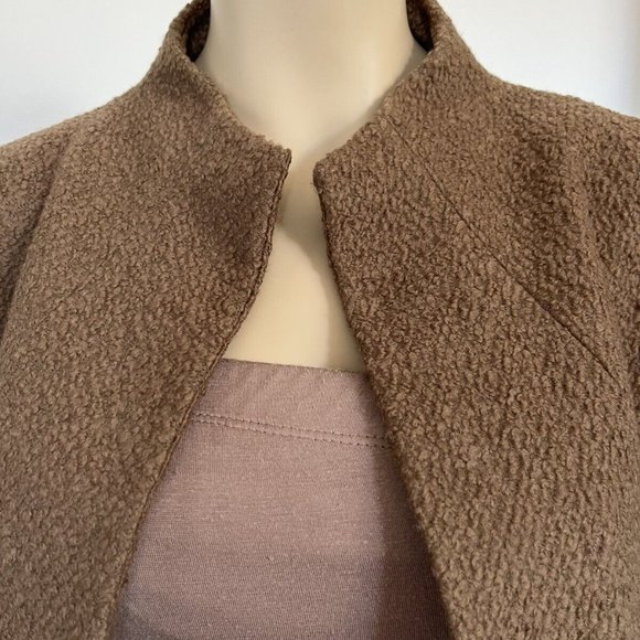 Annette Gortz Blazer Jacket Open Front Brown Boucle Virgin Wool Blend Size 38 - Picture 4 of 9